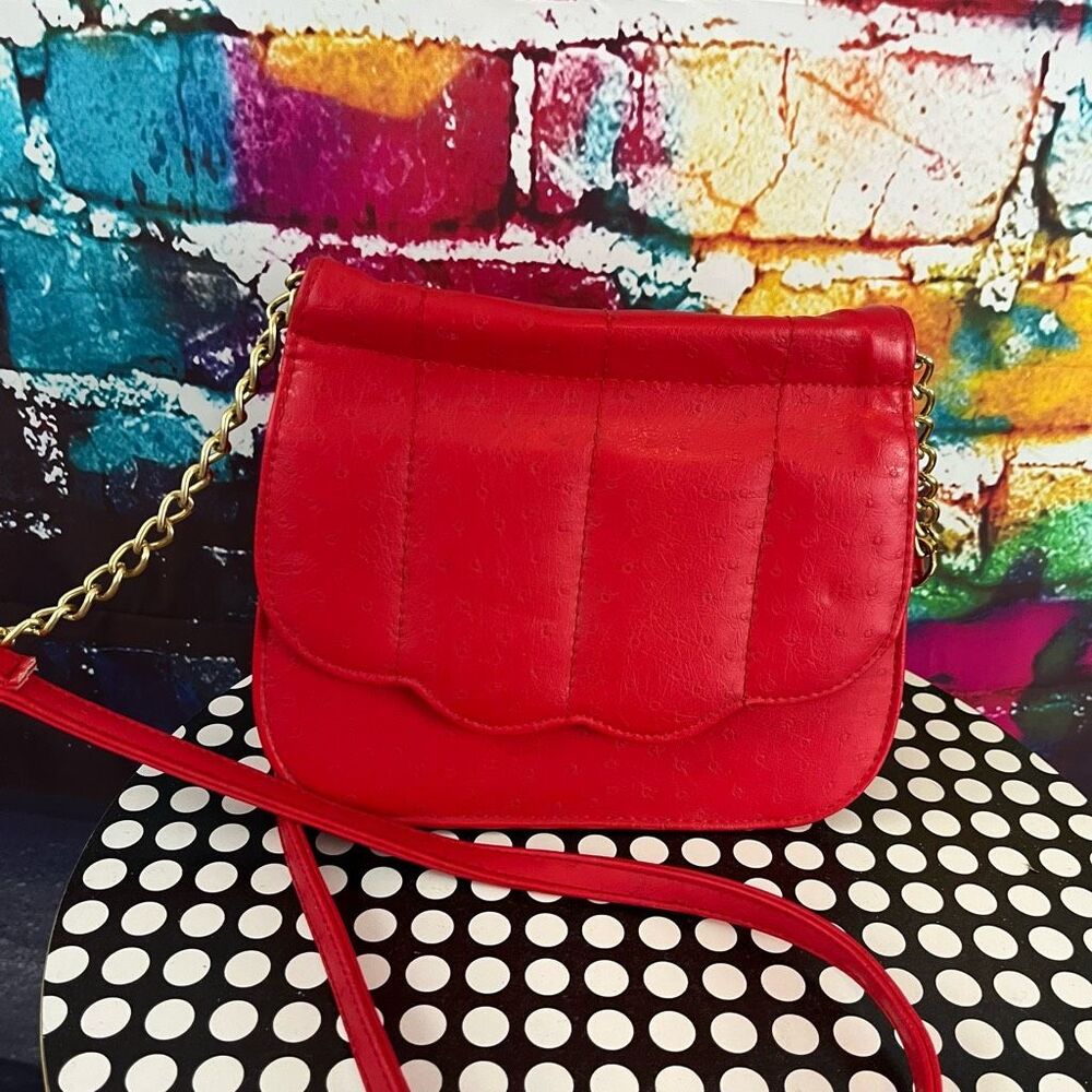 Vintage Ande Red Double Sided Seashell Shell Handbag Purse